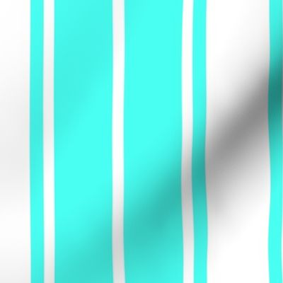 Art Deco Aqua and White Vertical French Stripe 