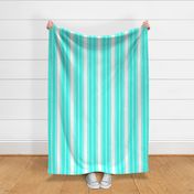 Art Deco Aqua and White Vertical French Stripe 