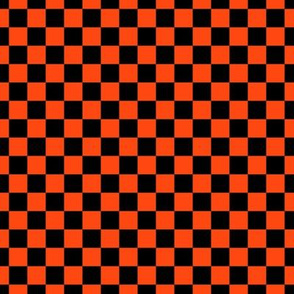 Checker Pattern - Orange Red and Black