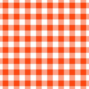 Gingham Pattern - Orange Red and White