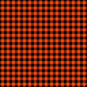 Small Gingham Pattern - Orange Red and Black