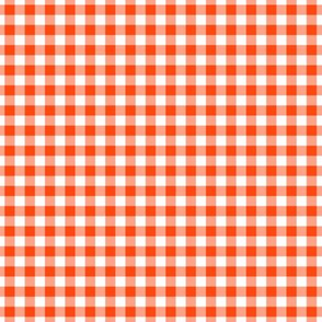 Small Gingham Pattern - Orange Red and White