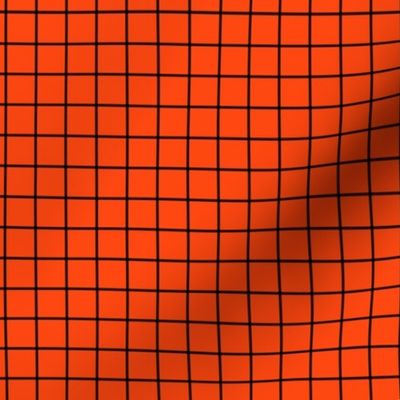 Grid Pattern - Orange Red and Black