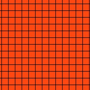 Grid Pattern - Orange Red and Black