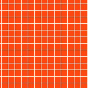 Grid Pattern - Orange Red and White