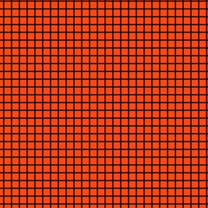 Small Grid Pattern - Orange Red and Black