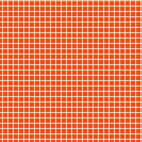 Small Grid Pattern - Orange Red and White