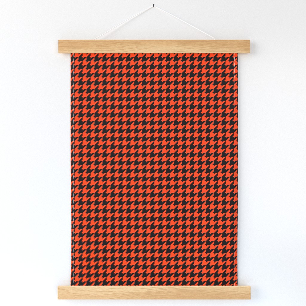 Houndstooth Pattern - Orange Red and Black