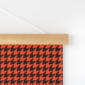 Houndstooth Pattern - Orange Red and Black