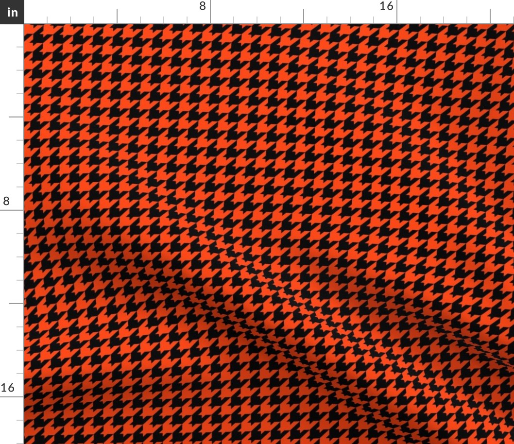 Houndstooth Pattern - Orange Red and Black