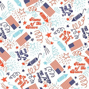 MEDIUM usa fireworks fabric - bright