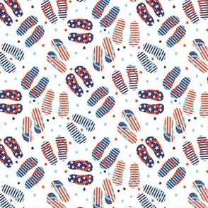 SMALL USA flip flops fabric - cute girls summer patriotic design 