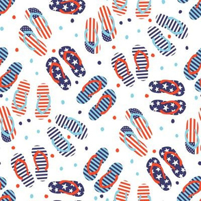 USA flip flops fabric - cute girls summer patriotic design 