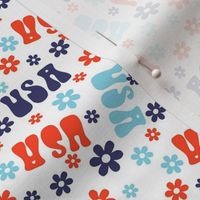MINI USA Groovy floral fabric - summer patriotic July 4 design 