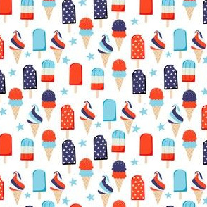 SMALL usa ice cream fabric - July 4th patriotic fabric  bright