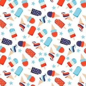 SMALL usa ice cream fabric - July 4th patriotic fabric  bright