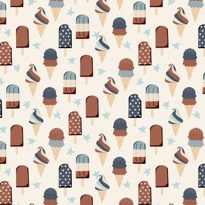 SMALL usa ice cream fabric - July 4th patriotic fabric  MUTED