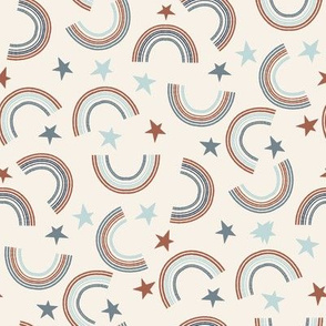 USA rainbow fabric - red white and blue  muted