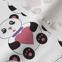 Cute Panda Bear Bow Tie Pink Heart