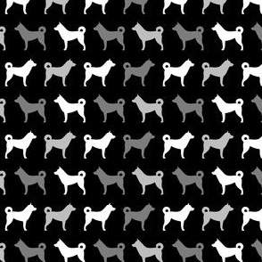 Jindo Dog Profile Silhouette - Black White Gray