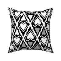 Black and white pattern with abstract hearts 