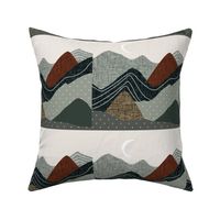 9" square: balsam and penny layered mountains