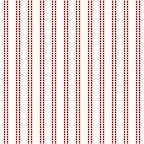 Seeded Stripe: Red & Cream Thin Stripe, Beaded Stripe