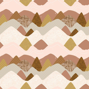 9"x9" seamlessly repeating layered mountains: blush and sedona