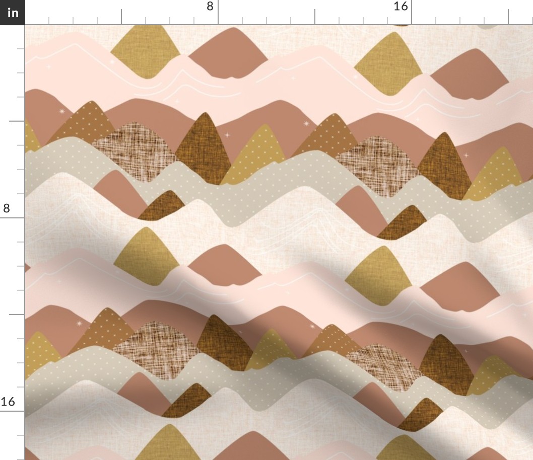 9"x9" seamlessly repeating layered mountains: blush and sedona