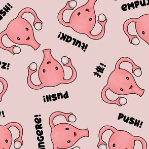 Happy Pregnant Uterus, Languages PUSH! Pink, Large