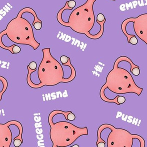 Happy Pregnant Uterus, Languages PUSH! Purple, Large