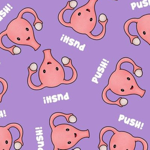 Happy Pregnant Uterus PUSH! Purple, Large
