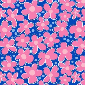 A Simple Floral -Pink and Blue