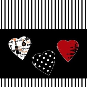 Heart, Love, Dollhouse  Black and Red, Patchwork
