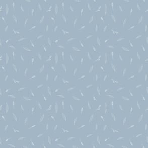 tiny linear monochrome floral doodle on pastel blue background