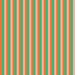 Roller Disco Stripes- Spring- Orange Sea Green Salmon- Small Scale