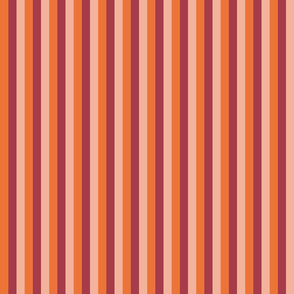 Roller Disco Stripes- Autumn- Orange Cherry Wine Salmon- Small Scale