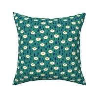 Ditsy Spots and Buds Abstract Naive Moody Floral -Green