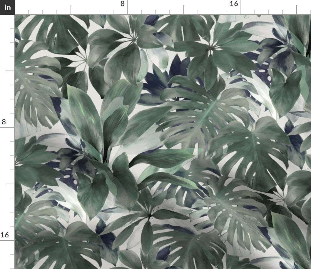 Tropical Jungle in Grey Green - custom request