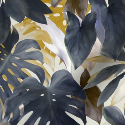 Tropical Jungle in Desaturated Indigo - custom request