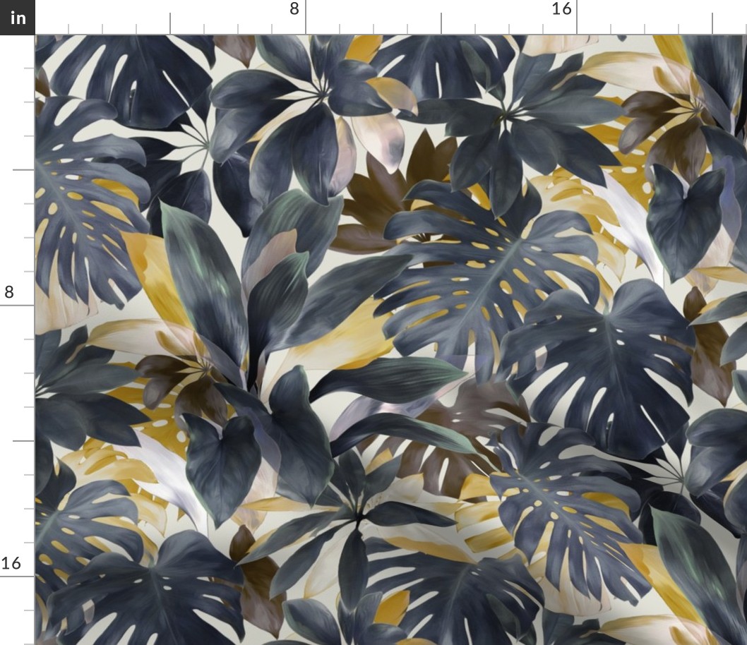 Tropical Jungle in Desaturated Indigo - custom request