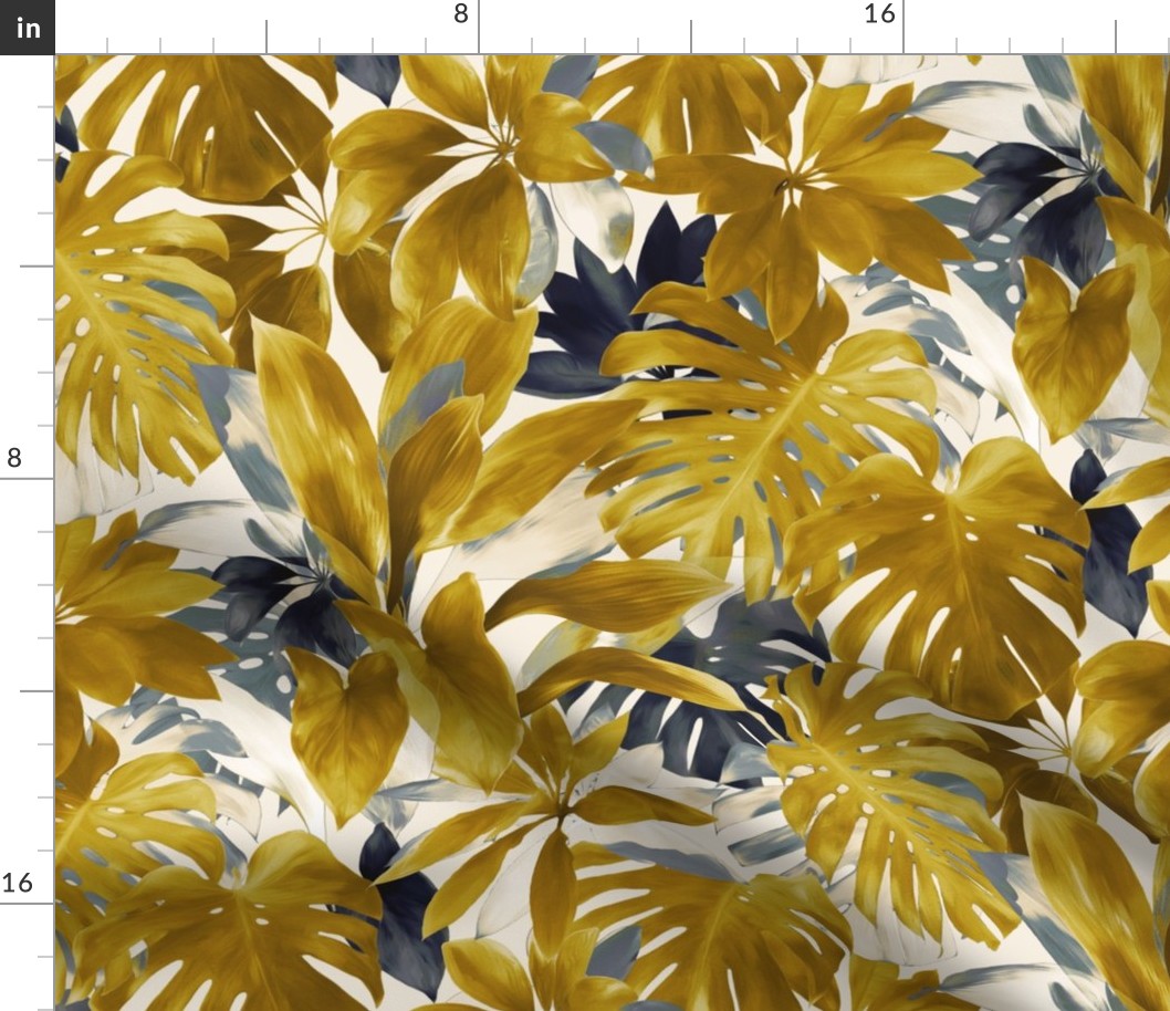 Tropical Jungle in Mustard Gold - custom request