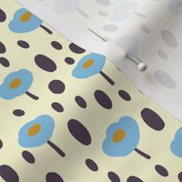 Ditsy Spots and Buds-Offwhite and blue