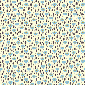 Ditsy Spots and Buds-Offwhite and blue