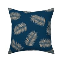 Large palm leaves minimalist tropical island vibes boho garden navy blue ivory JUMBO