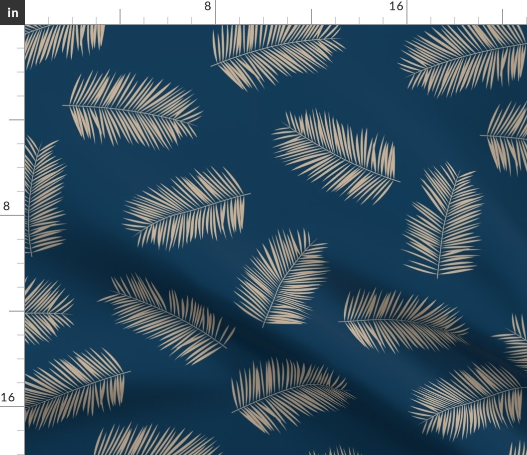 Large palm leaves minimalist tropical island vibes boho garden navy blue ivory JUMBO