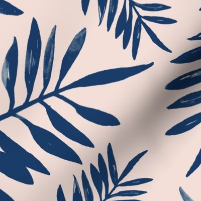 Tropical watercolor palm leaves garden summer boho love nursery navy blue blush ivory JUMBO