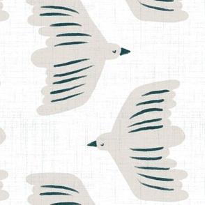 large scale - little birdies - white/taupe