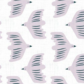 medium scale - little birdies -white with lilac