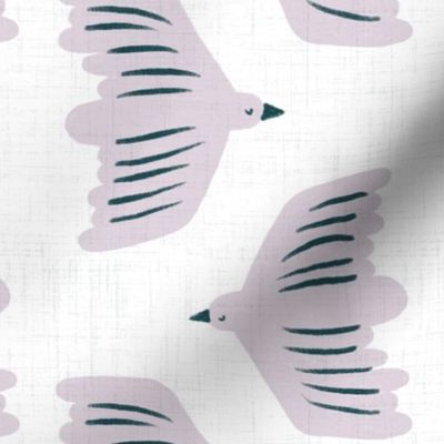  large scale - little birdies -white with lilac